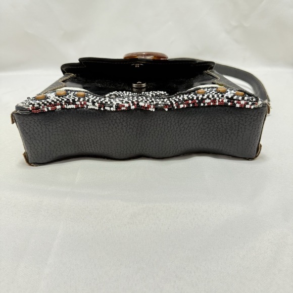 Mary Frances Black White Beaded Purse Boho Shoulder Bag Designer - Picture 9 of 16